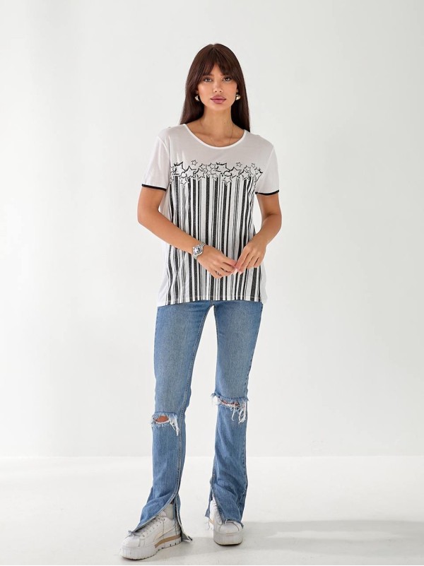 Жіноча футболка з малюнком бiлого кольору 33503