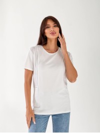 Жіноча футболка з сіточкою з боків білого кольору 33508