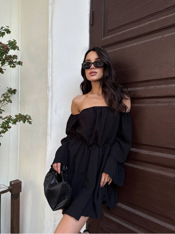 Літня сукня з відкритими плечима чорного кольору 33515