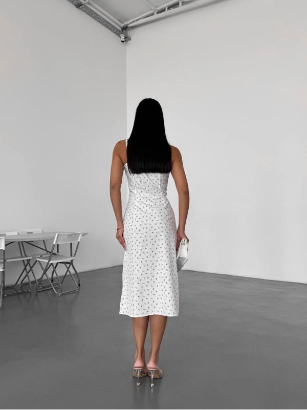 Літня сукня з розрізом молочного кольору 33520