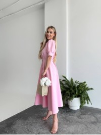 Класична сукня міді на ґудзиках рожевого кольору 33522