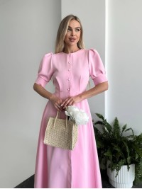 Класична сукня міді на ґудзиках рожевого кольору 33522