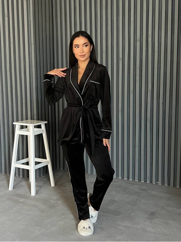 Піжамний костюм чорного кольору 25880 Vo