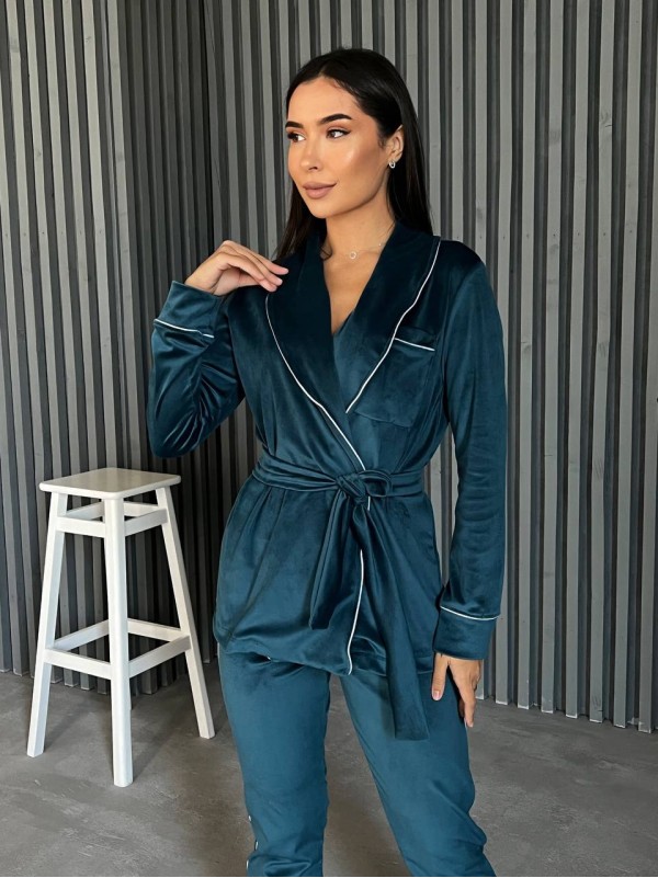 Піжамний костюм  кольору морської хвилі 25884 Vo