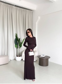 Довга сукня-футляр коричневого кольору 29560