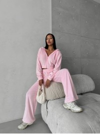 Жіночий велюровий костюм рожевого кольору 29609