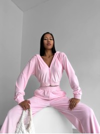 Жіночий велюровий костюм рожевого кольору 29609