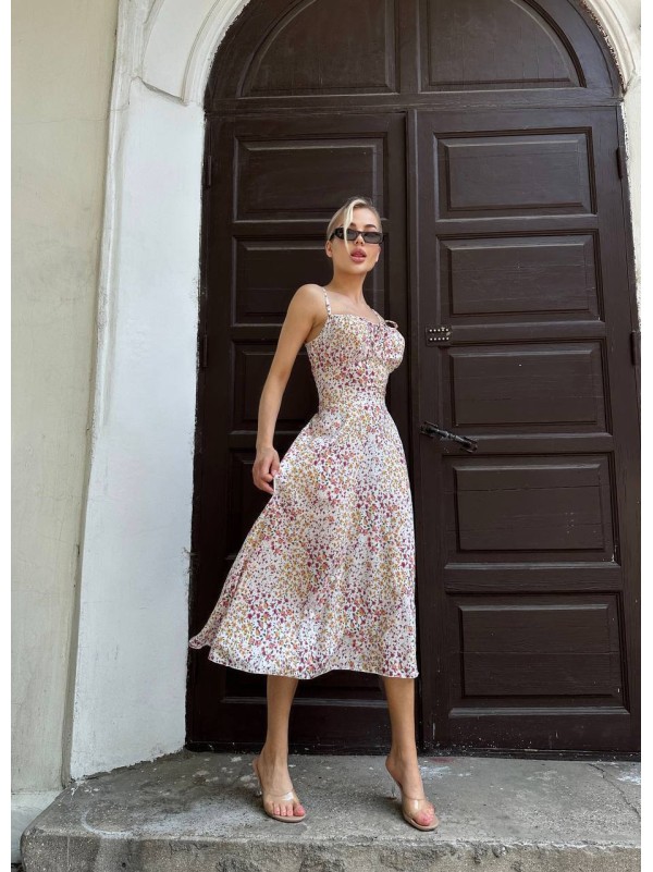 Літній сарафан мiдi молочного кольору 33581