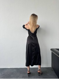 Легка шовкова сукня міді чорного кольору 33584