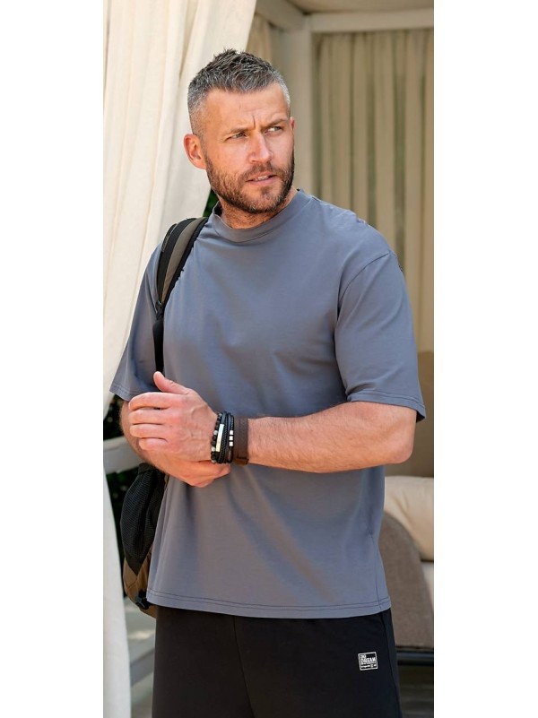 Футболка чоловіча графітового кольору 33590