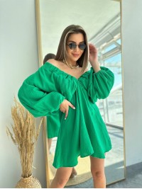 Літня повітряна сукня міні зеленого кольору 33599