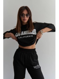 Жiночiй спортивный костюм з шортами чорного кольору 33602