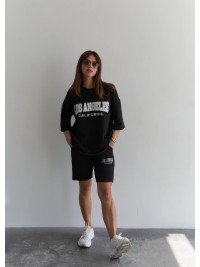 Жiночiй спортивный костюм з шортами чорного кольору 33602