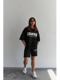 Жiночiй спортивный костюм з шортами чорного кольору 33602