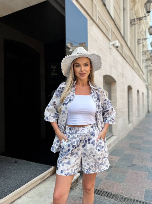 Жiночiй прогулянковий костюм синього кольору 33606