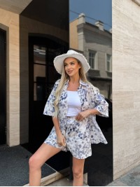 Жiночiй прогулянковий костюм синього кольору 33606