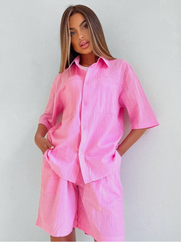 Жiночiй прогулянковий костюм з сорочкою рожевого кольору 33612