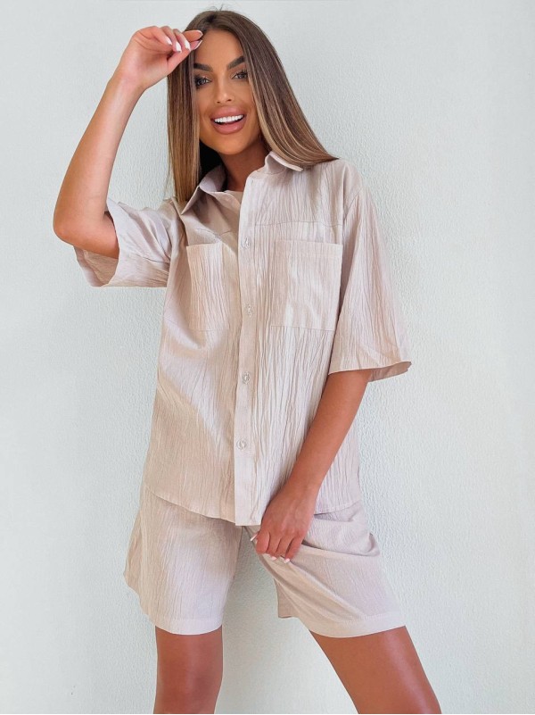 Жiночiй прогулянковий костюм з сорочкою бежевого кольору 33613