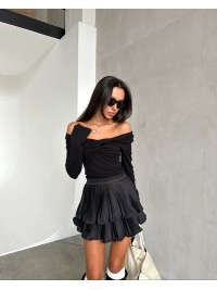 Жіноча легка спідниця міні чорного кольору 33615