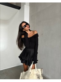 Жіноча легка спідниця міні чорного кольору 33615