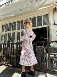 Літня сукня міді на зав'язках молочного кольору 33619