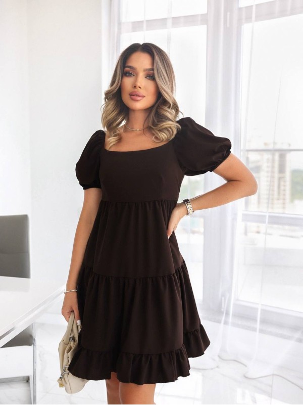 Класична сукня міні коричневого кольору 33622