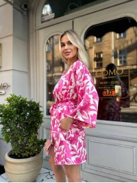 Жiночiй шовковий костюм з кiмоно малинового кольору 33636