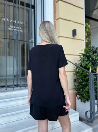 Жiночiй базовий костюм з шортами чорного кольору 33644