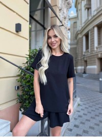 Жiночiй базовий костюм з шортами чорного кольору 33644