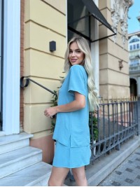 Жiночiй базовий костюм з шортами фiсташкового кольору 33649