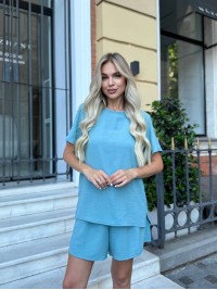 Жiночiй базовий костюм з шортами фiсташкового кольору 33649