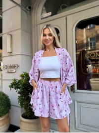 Жiночiй легкий костюм з кiмоно рожевого кольору 33653