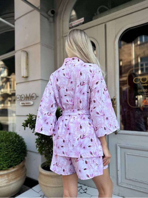 Жiночiй легкий костюм з кiмоно рожевого кольору 33653