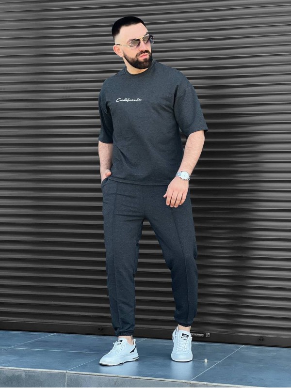 Чоловічий повсякденний костюм графiтового кольору 33664