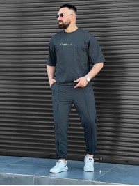 Чоловічий повсякденний костюм графiтового кольору 33664