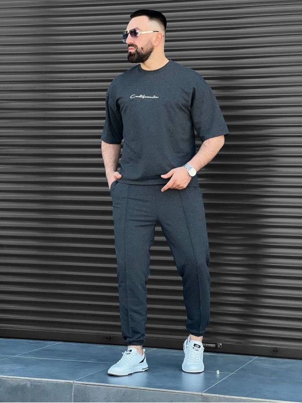 Чоловічий повсякденний костюм графiтового кольору 33664