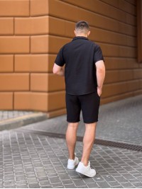 Чоловічий льняний костюм чорного кольору 33671