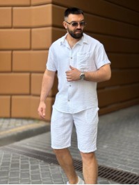 Чоловічий льняний костюм бiлого кольору 33673