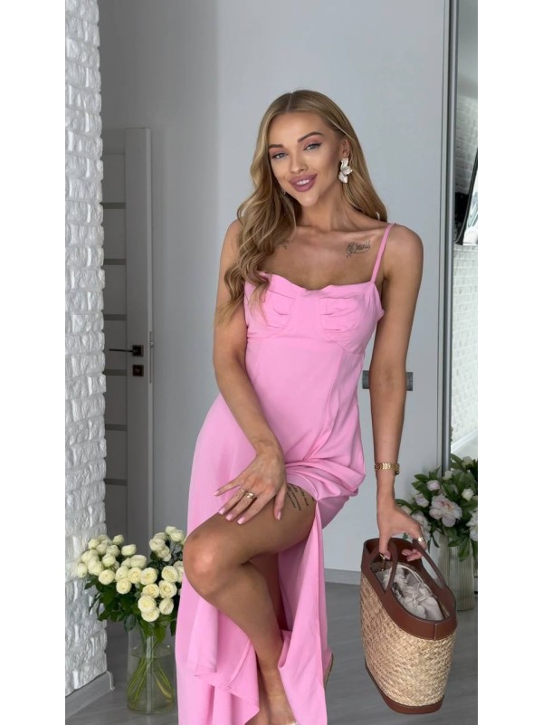 Легка сукня міді рожевого кольору 33684