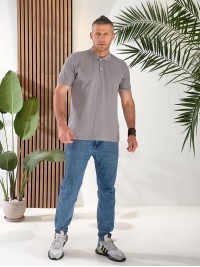 Чоловіча футболка-поло сiрого кольору 33691