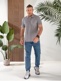 Чоловіча футболка-поло сiрого кольору 33691