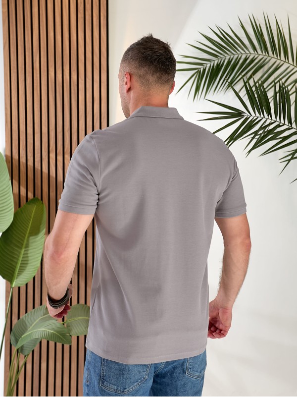 Чоловіча футболка-поло сiрого кольору 33691