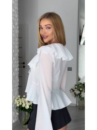 Жіноча блуза на зав'язках бiлого кольору 33716
