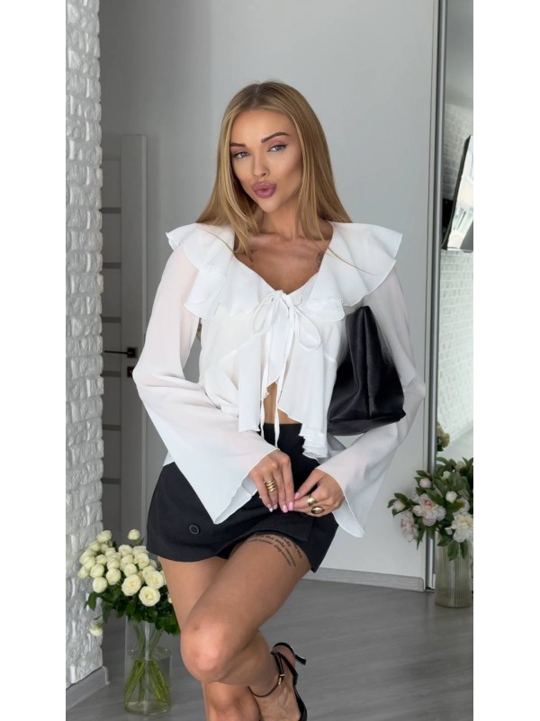 Жіноча блуза на зав'язках бiлого кольору 33716