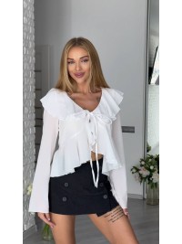 Жіноча блуза на зав'язках бiлого кольору 33716