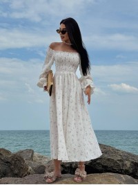 Муслинова сукня максi молочного кольору 33723