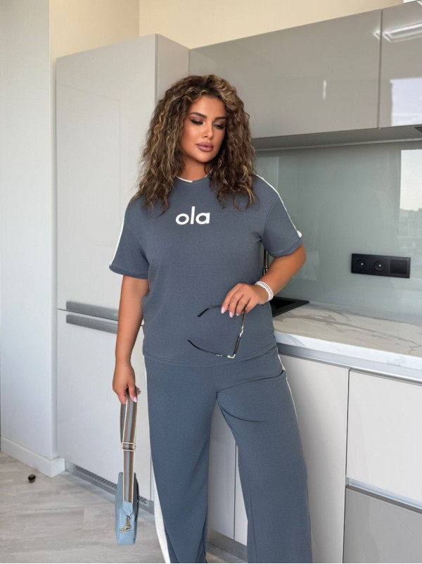 Легкий повсякденний костюм графiтового кольору 33725