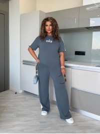 Легкий повсякденний костюм графiтового кольору 33725