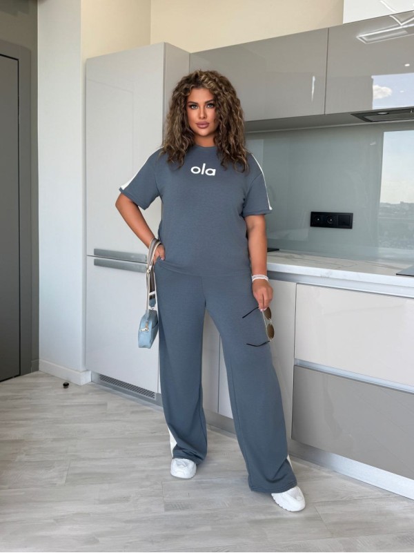 Легкий повсякденний костюм графiтового кольору 33725