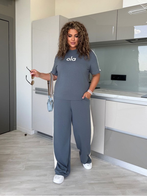 Легкий повсякденний костюм графiтового кольору 33725